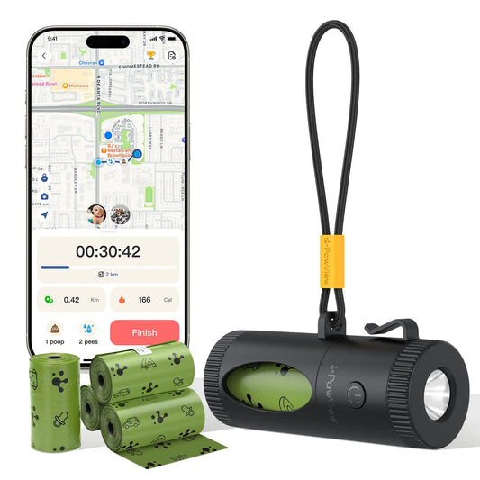 Smart Retractable Poop Bag Holder with Flashlight & Walking Tracker